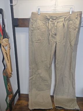 Casual Drawstring Wide-Leg Pants - Beige
